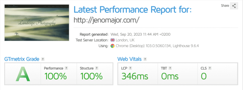 jeno major website performance