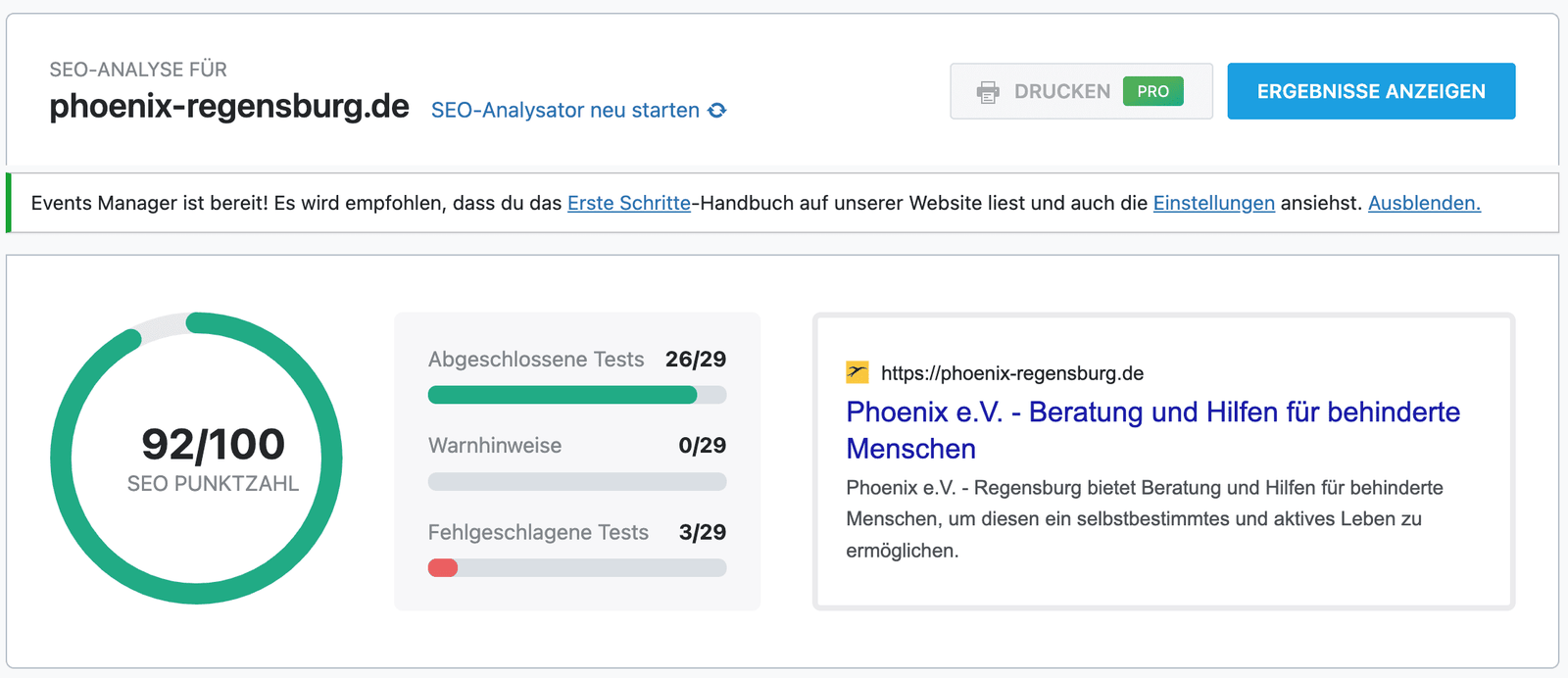 SEO-test phoenix e.v. regensburg